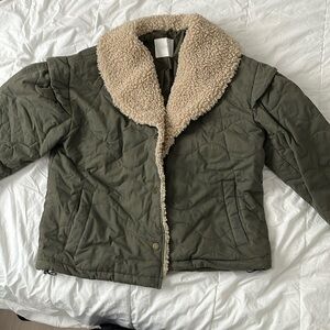 LUCKY BRAND Quilted Bomber Jacket Small only used once Olive